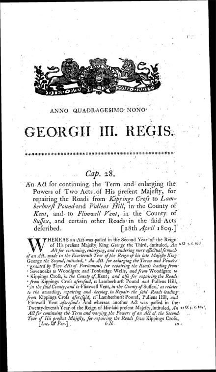 Kent and Sussex Roads Act 1809
