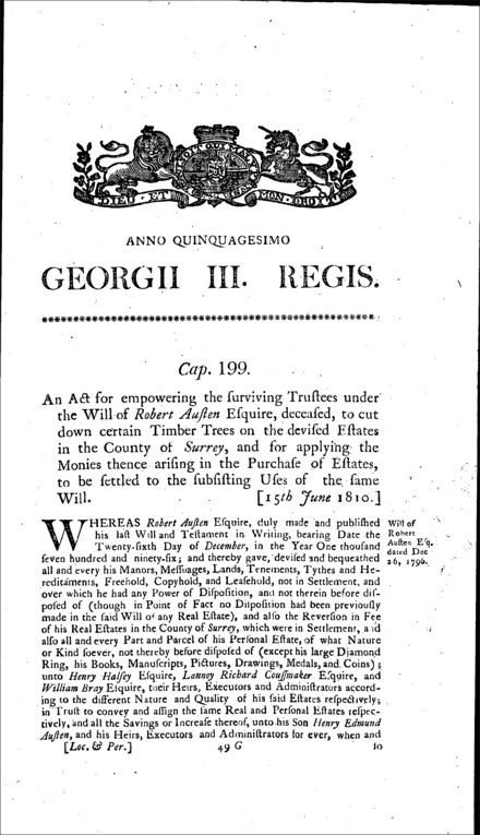 Austen's Estate Act 1810