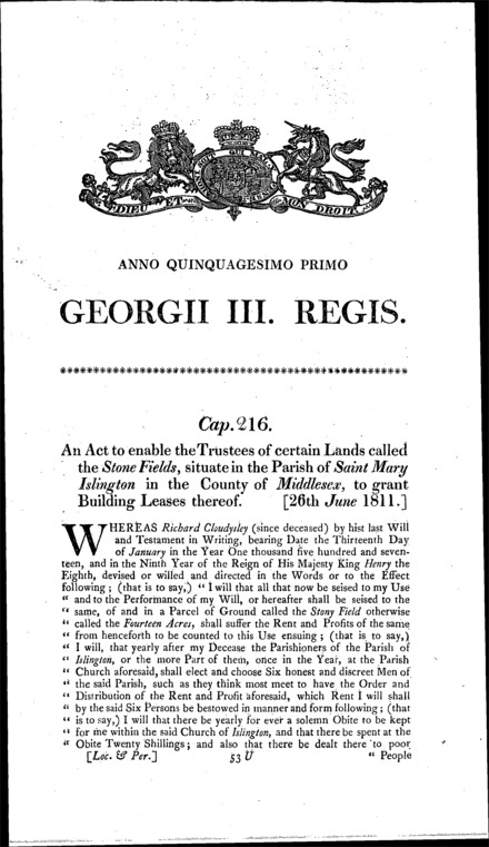 Clondysley's Estate Act 1811