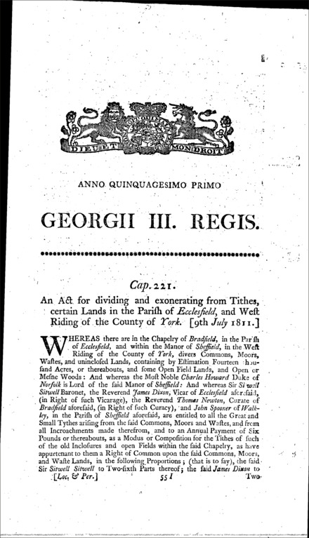 Ecclesfield Division and Tithes Act 1811