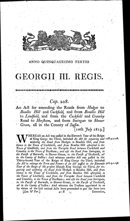 Sussex Roads Act 1813