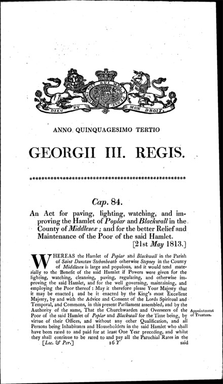Poplar and Blackwell Improvement Act 1813