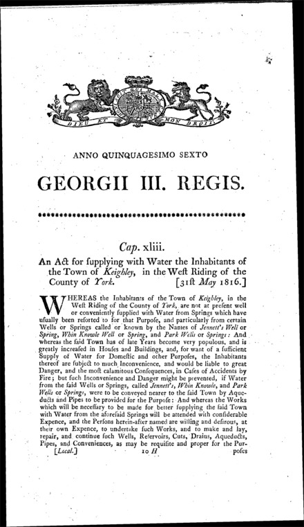 Keighley Water Act 1816