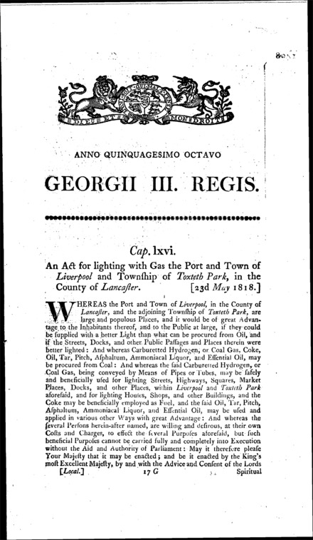 Liverpool and Toxteth Park Gas Act 1818