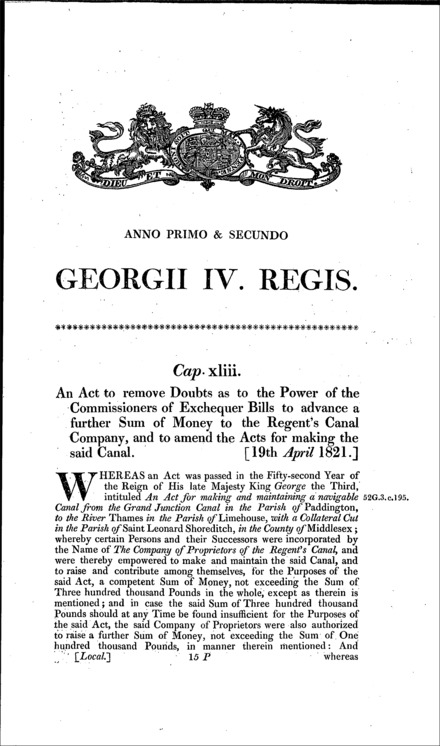 Regent's Canal Act 1821
