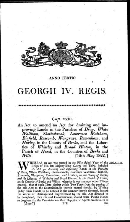 Berks. and Wilts. Drainage Act 1822