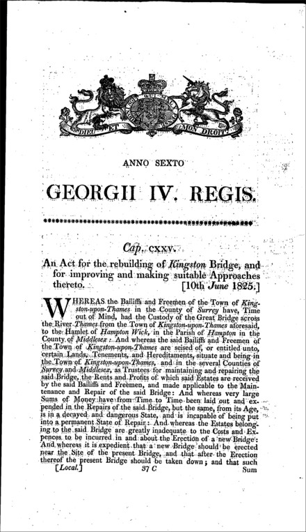 Kingston-upon-Thames Bridge Act 1825