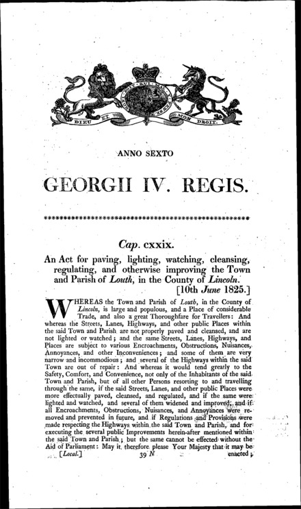 Louth Improvement Act 1825