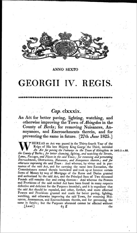 Abingdon Improvement Act 1825