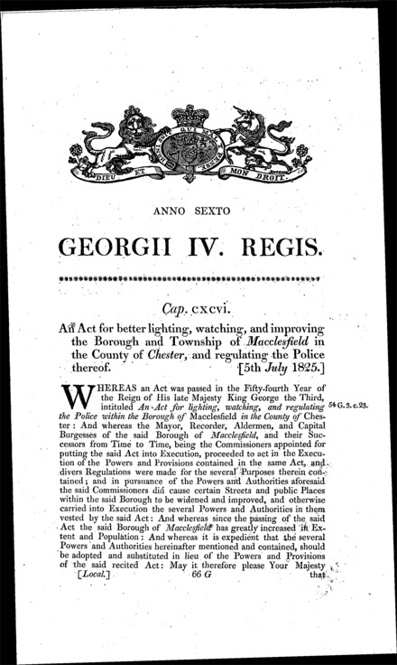 Macclesfield Improvement Act 1825