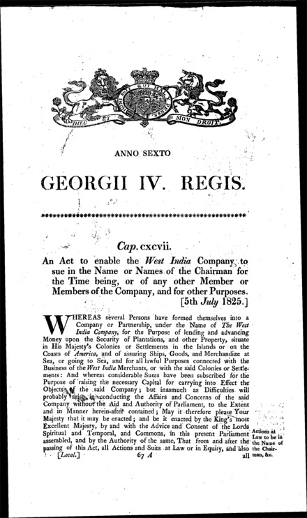 West India Company Act 1825