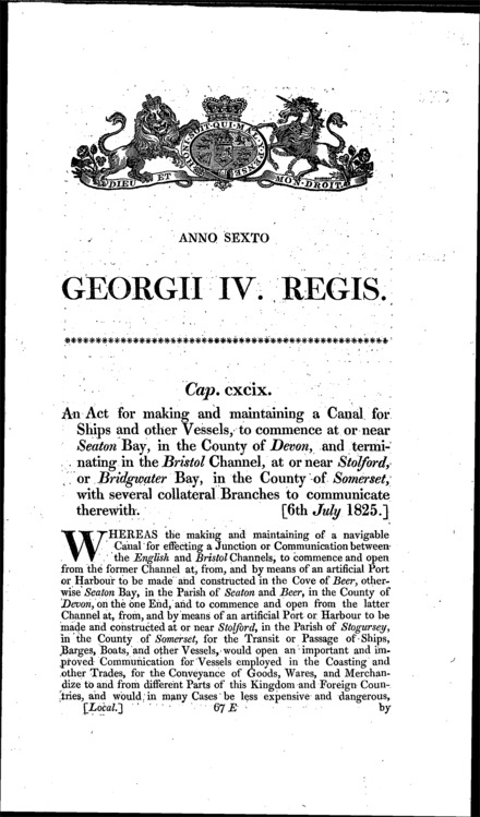 English and Bristol Channels Ship Canal Act 1825