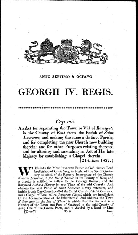 Parish of Ramsgate Act 1827