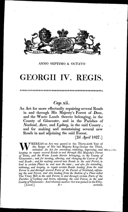 Forest of Dean Roads Act 1827
