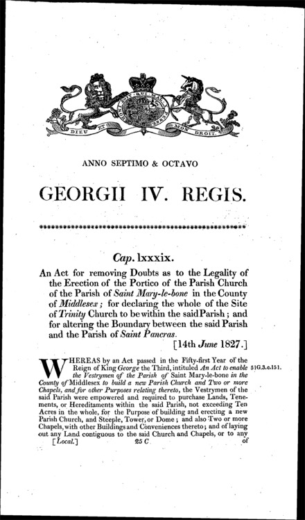 St. Marylebone Parish Act 1827