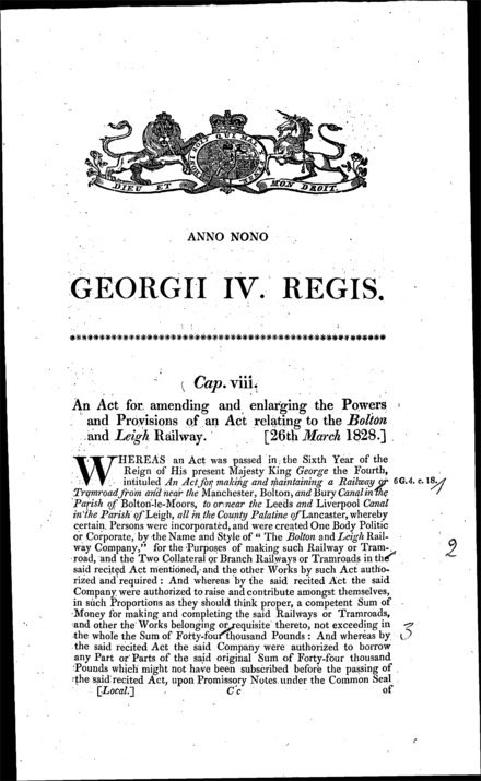Bolton and Leigh Railway Act 1828