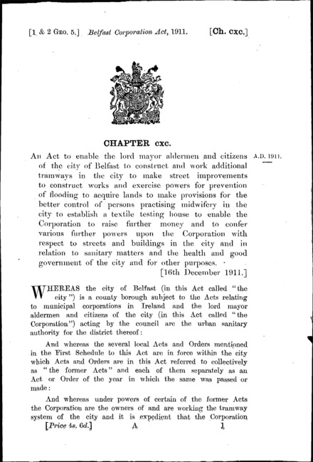 Belfast Corporation Act 1911