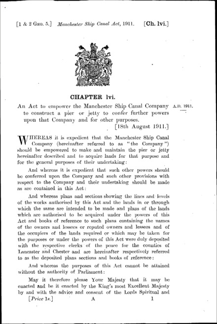 Manchester Ship Canal Act 1911