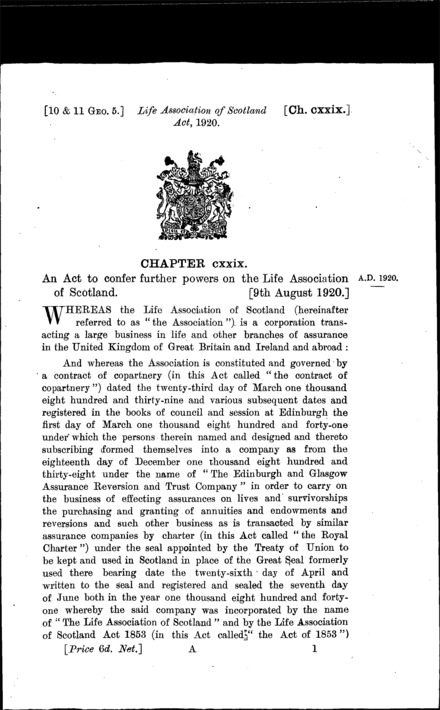 Life Association of Scotland Act 1920