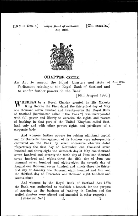 Royal Bank of Scotland Act 1920