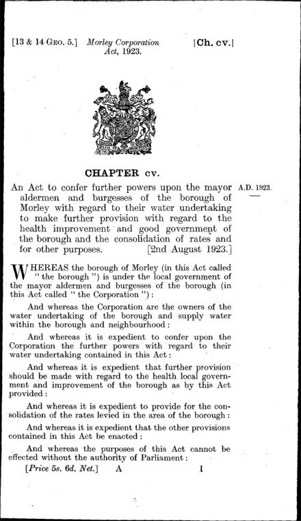 Morley Corporation Act 1923