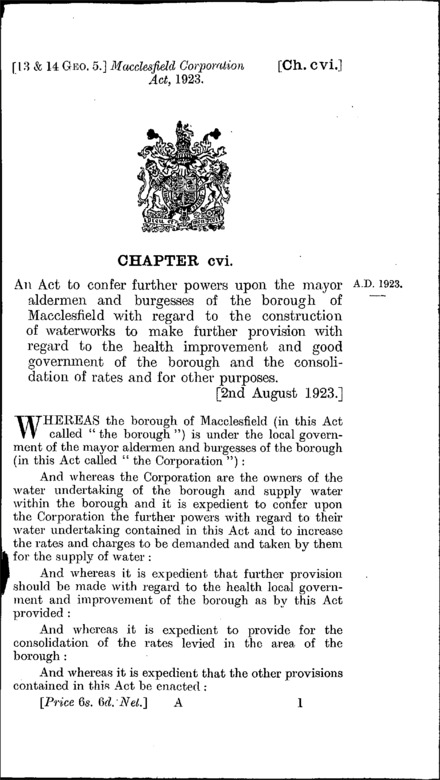 Macclesfield Corporation Act 1923