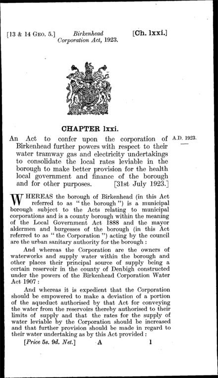 Birkenhead Corporation Act 1923