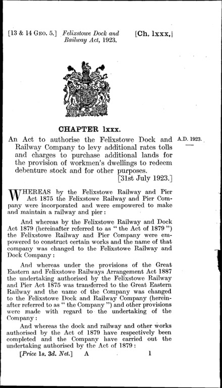 Felixstowe Dock and Railway Act 1923