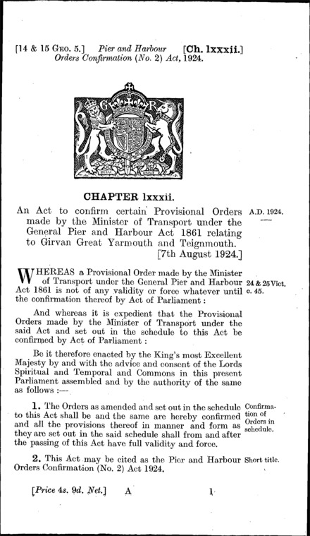 Pier and Harbour Orders Confirmation (No. 2) Act 1924