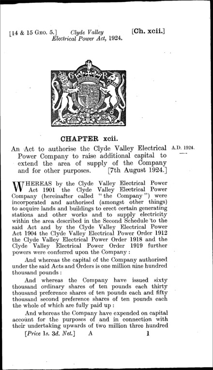 Clyde Valley Electrical Power Act 1924