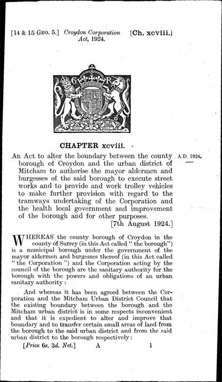 Croydon Corporation Act 1924
