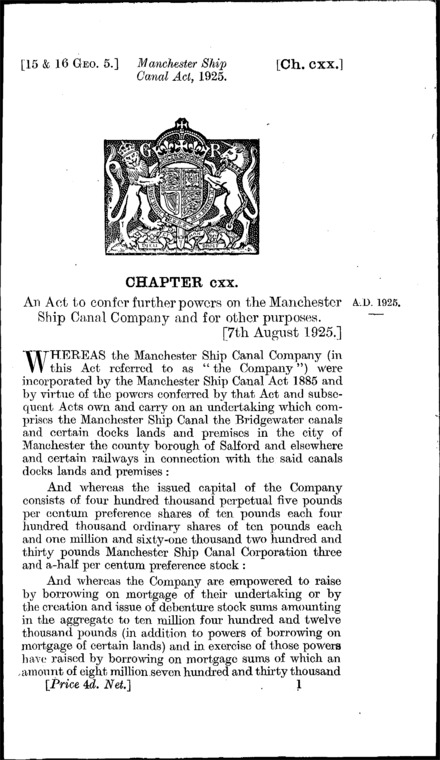 Manchester Ship Canal Act 1925