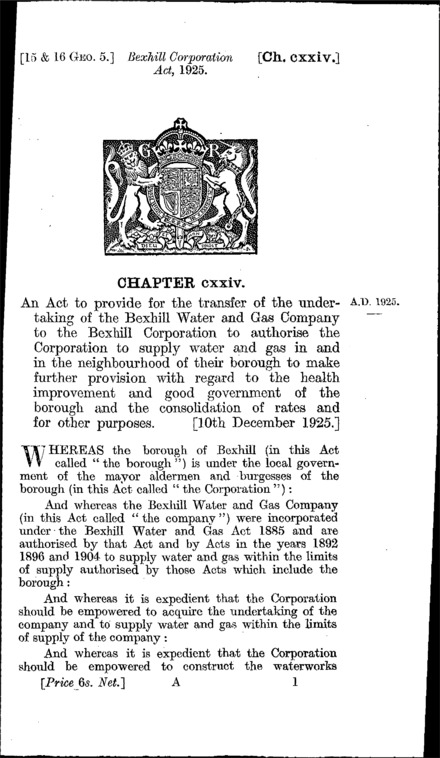 Bexhill Corporation Act 1925