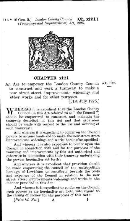 London County Council (Tramways and Improvements) Act 1925