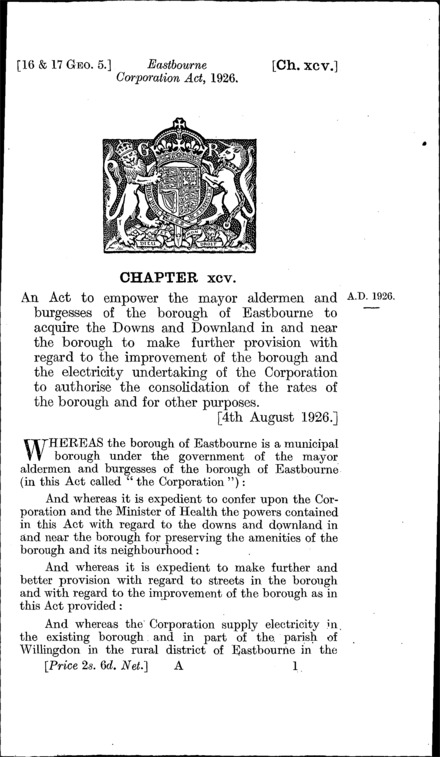 Eastbourne Corporation Act 1926