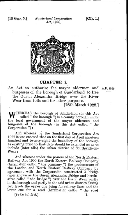 Sunderland Corporation Act 1928