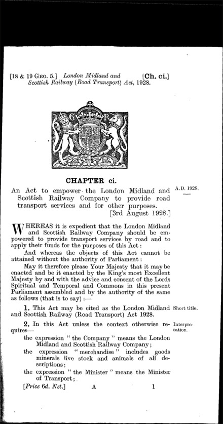 London, Midland and Scottish Railway (Road Transport) Act 1928