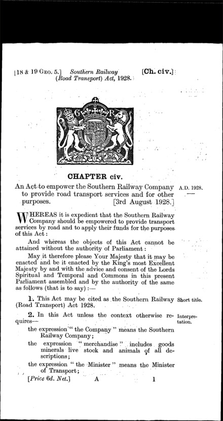Southern Railway (Road Transport) Act 1928