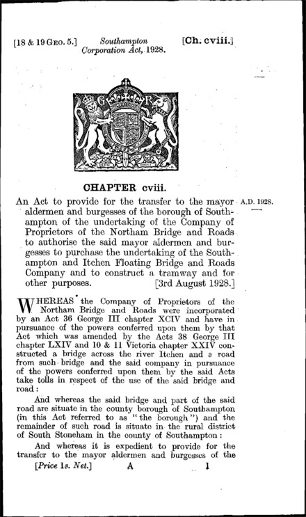 Southampton Corporation Act 1928