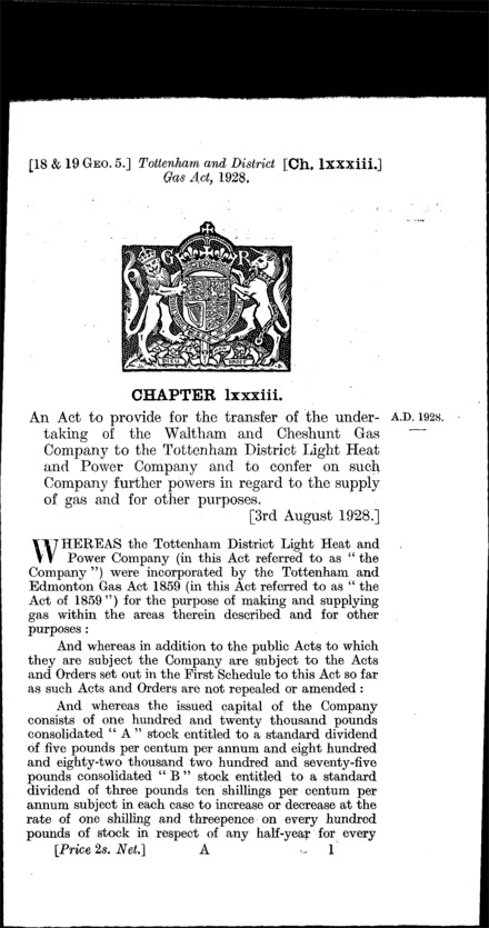 Tottenham and District Gas Act 1928