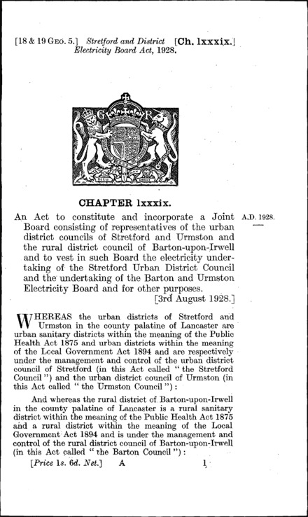 Stretford and District Electricity Board Act 1928