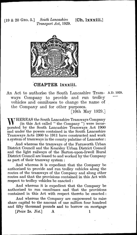 South Lancashire Transport Act 1929