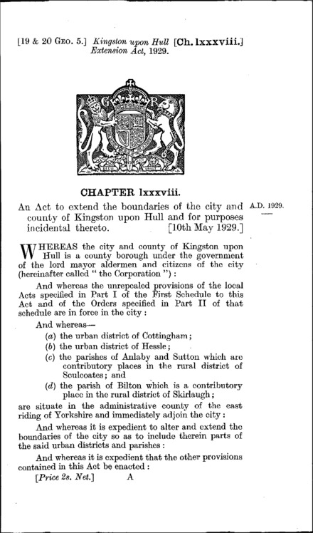 Kingston-upon-Hull Extension Act 1929