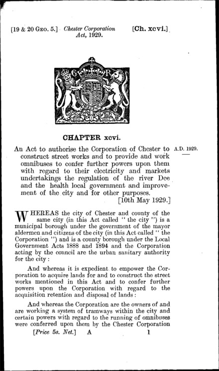 Chester Corporation Act 1929