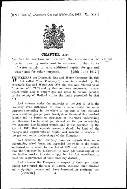 Dunstable Gas and Water Act 1912