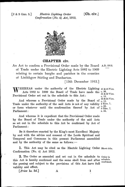 Electric Lighting Order Confirmation (No. 4) Act 1912