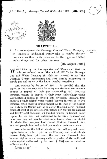 Swanage Gas and Water Act 1912