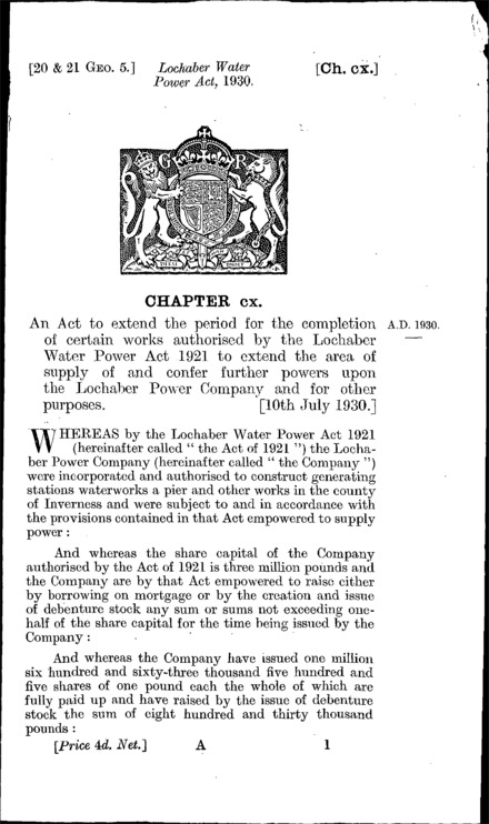 Lochaber Water Power Act 1930