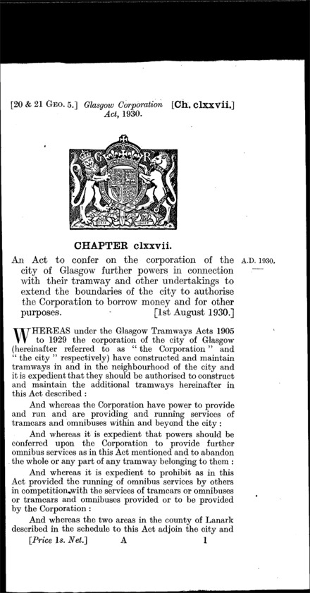 Glasgow Corporation Act 1930