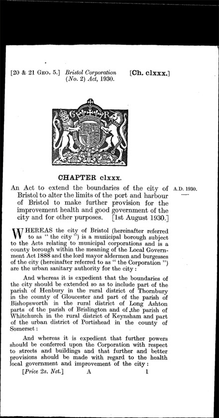 Bristol Corporation (No. 2) Act 1930